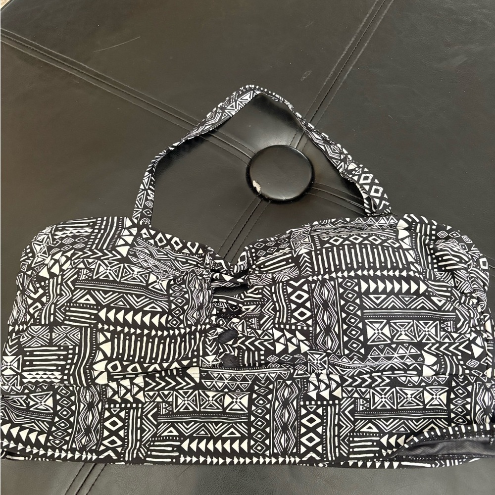 Torrid Black and White Geometric Bikini Top